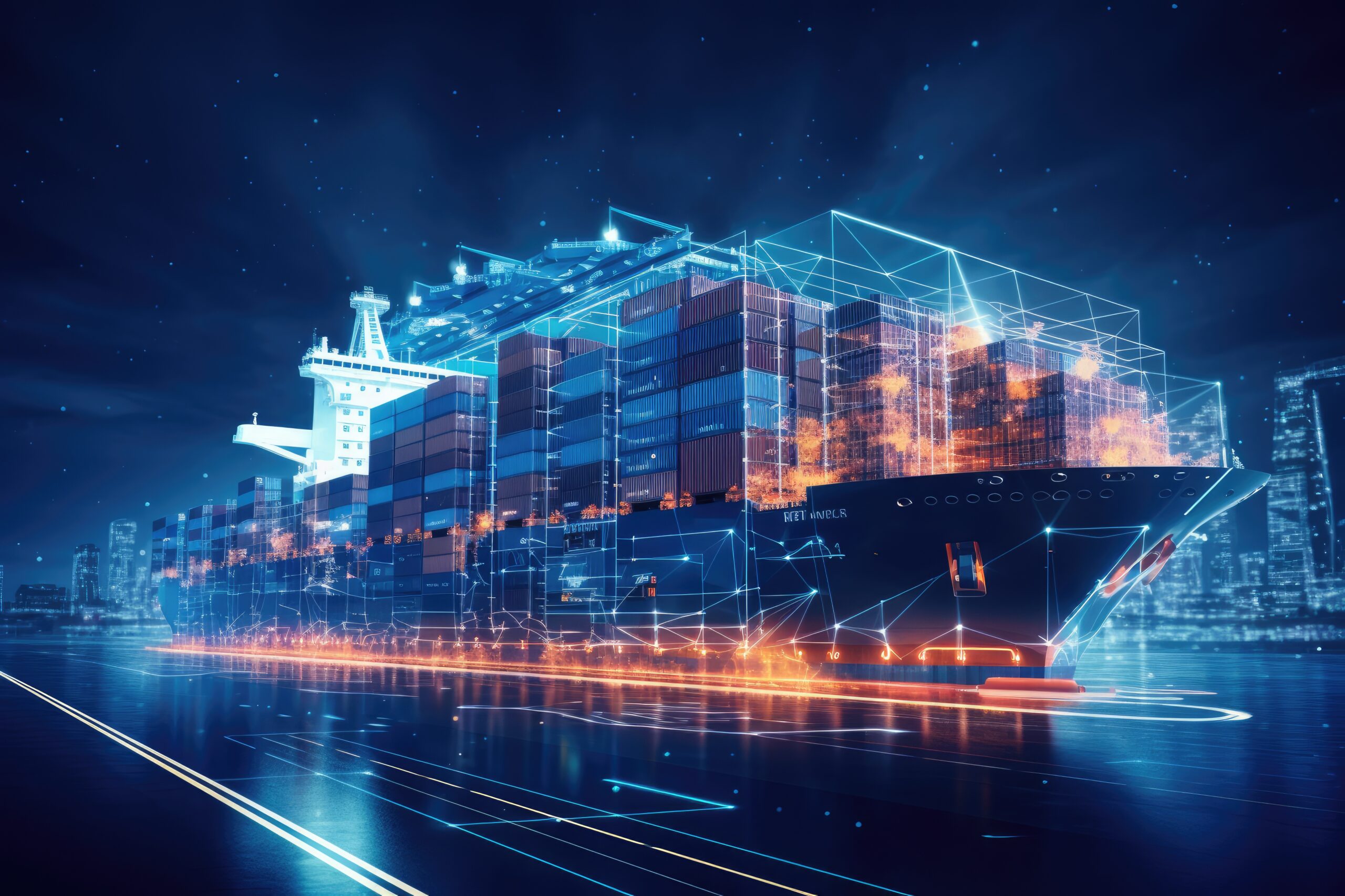 This image has an empty alt attribute; its file name is vecteezy_containers-shipping-and-logistics-concept-with-night-city_32477993-scaled.jpg