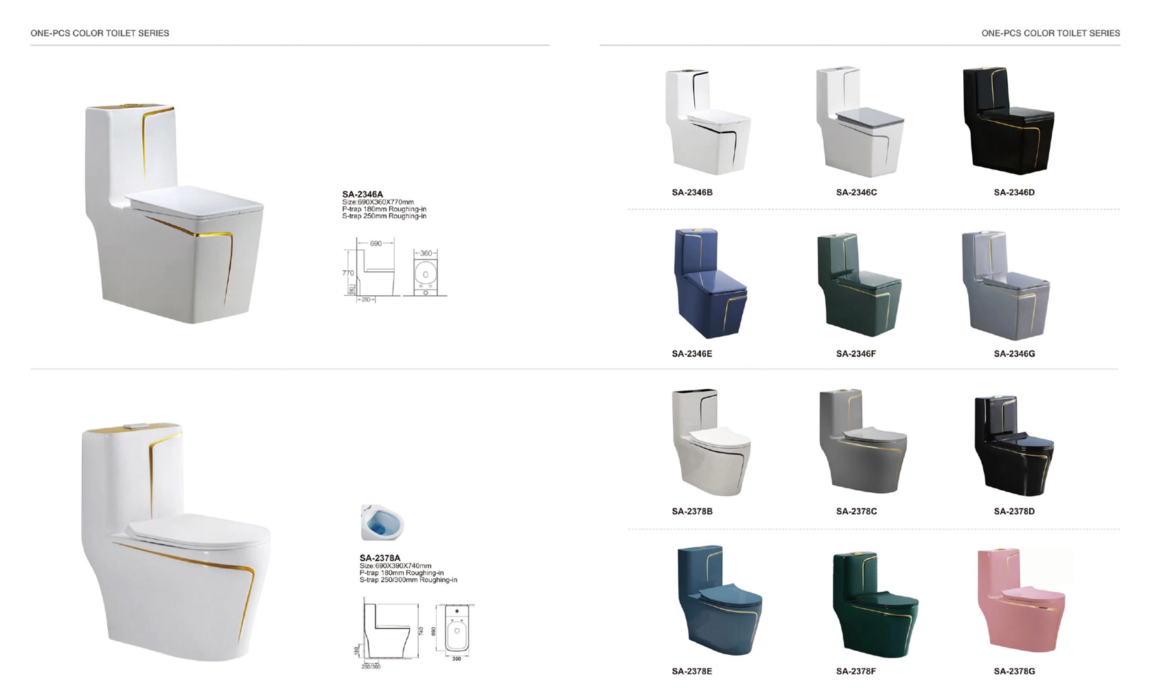 SONNE Sanitary Wares One Piece WC Colors Series